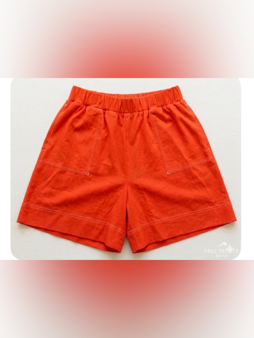 FP Beach Morning Breeze Pull On Shorts Orange Contrast Stitch NWOT